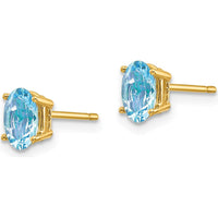 14K Yellow Gold Oval Aquamarine Stud Earrings - 0.40 Carat Total Aquamarine Weight by Monteluci Fine Jewelry
