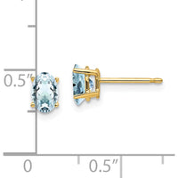 14K Yellow Gold Oval Aquamarine Stud Earrings - 0.40 Carat Total Aquamarine Weight by Monteluci Fine Jewelry