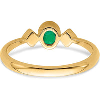 14K Yellow Gold Oval Bezel Emerald and Diamond Ring with Round Diamonds - 0.22 Carat Total Gem Weight by 0