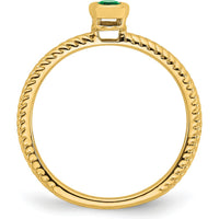 14K Yellow Gold Oval Bezel Emerald Ring - 0.3 Carat Emerald by 0