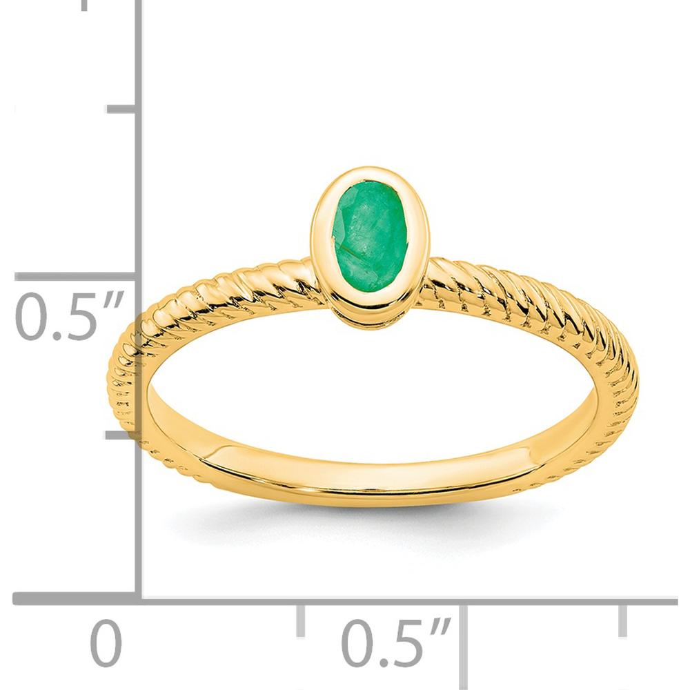 14K Yellow Gold Oval Bezel Emerald Ring - 0.3 Carat Emerald by 0