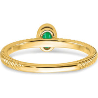 14K Yellow Gold Oval Bezel Emerald Ring - 0.3 Carat Emerald by 0