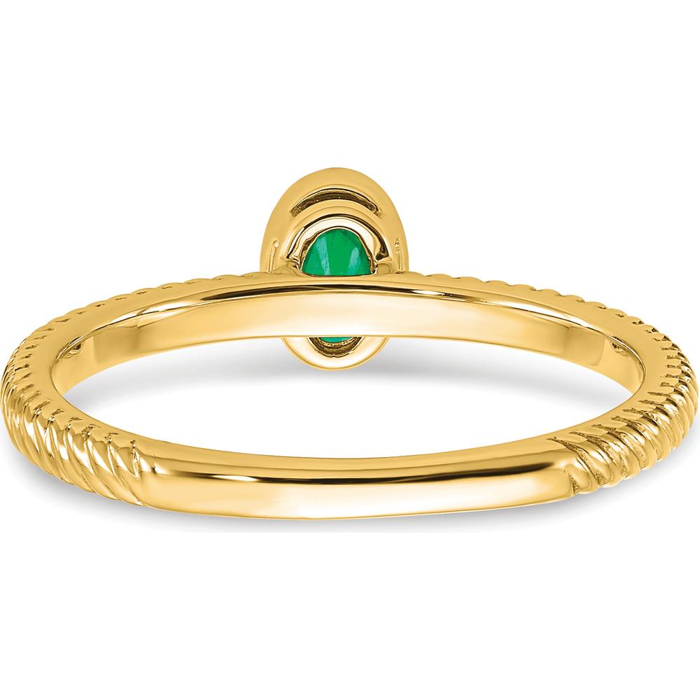 14K Yellow Gold Oval Bezel Emerald Ring - 0.3 Carat Emerald by 0