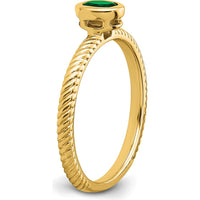 14K Yellow Gold Oval Bezel Emerald Ring - 0.3 Carat Emerald by 0