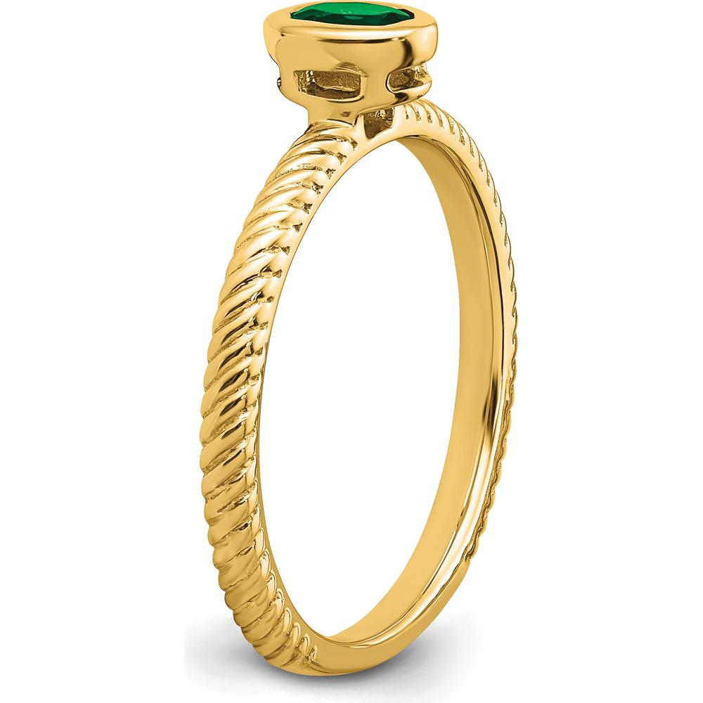 14K Yellow Gold Oval Bezel Emerald Ring - 0.3 Carat Emerald by 0