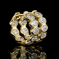 14K Yellow Gold Oval Bezel Huggie Earrings with Lab Grown E-F VS2 Diamonds - 1.96 Carats Total Diamond Weight - Covaloro Fine Jewelry