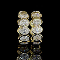 14K Yellow Gold Oval Bezel Huggie Earrings with Lab Grown E-F VS2 Diamonds - 1.96 Carats Total Diamond Weight - Covaloro Fine Jewelry
