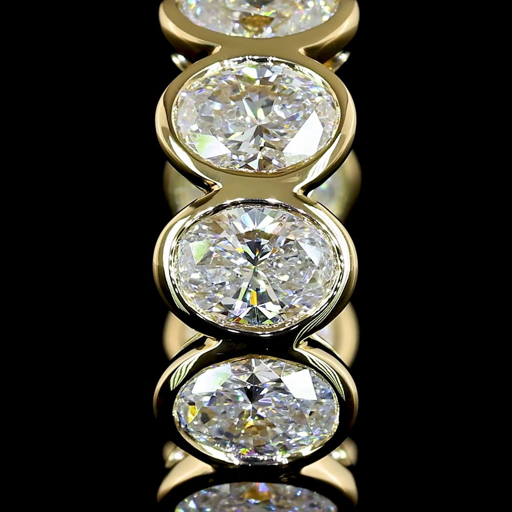 14K Yellow Gold Oval Bezel Huggie Earrings with Lab Grown E-F VS2 Diamonds - 1.96 Carats Total Diamond Weight - Covaloro Fine Jewelry