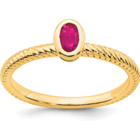 14K Yellow Gold Oval Bezel Ruby Ring - 0.3 Carat Natural Ruby by 0