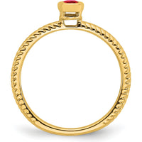 14K Yellow Gold Oval Bezel Ruby Ring - 0.3 Carat Natural Ruby by 0