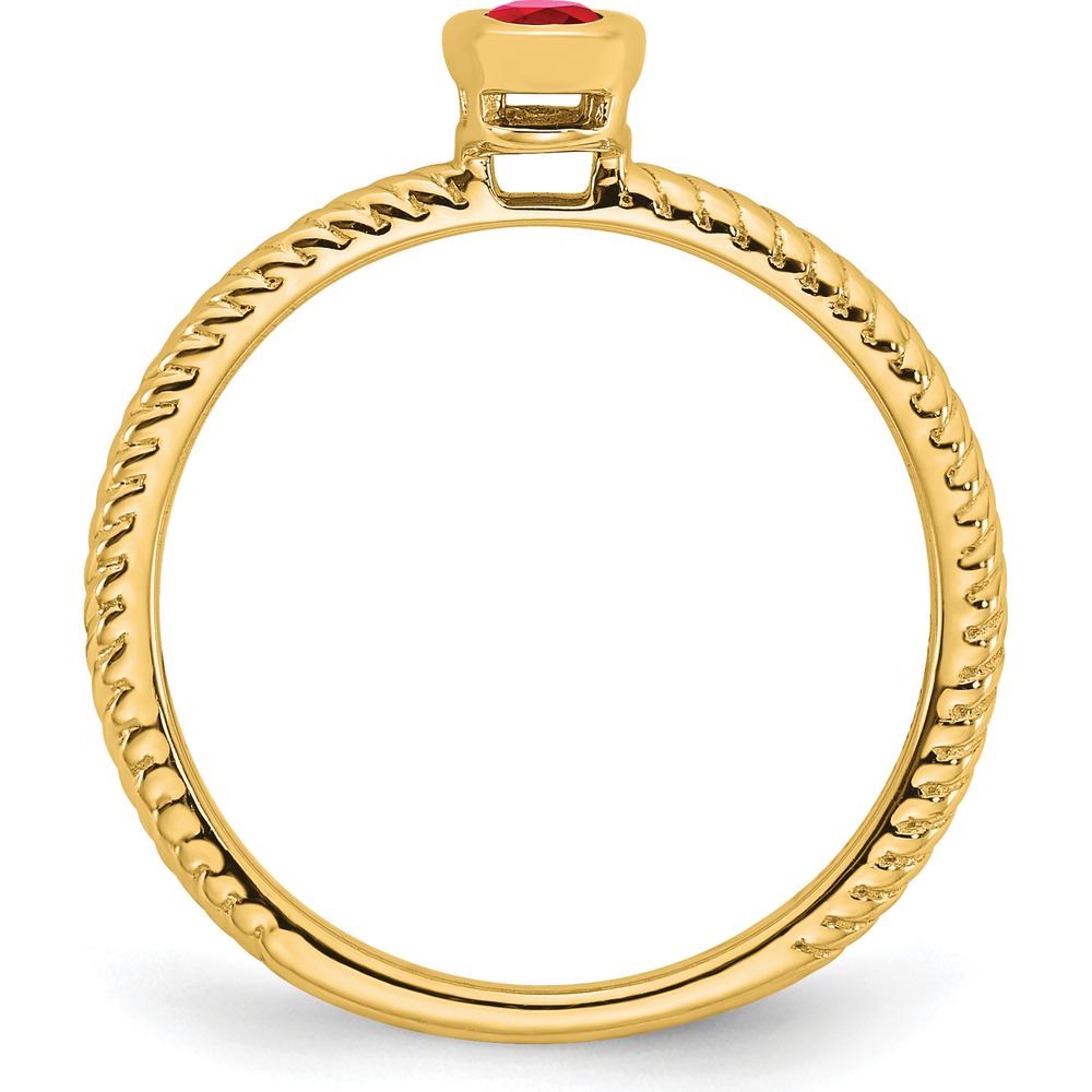 14K Yellow Gold Oval Bezel Ruby Ring - 0.3 Carat Natural Ruby by 0