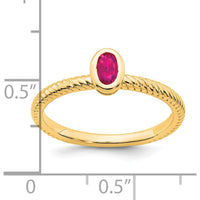 14K Yellow Gold Oval Bezel Ruby Ring - 0.3 Carat Natural Ruby by 0
