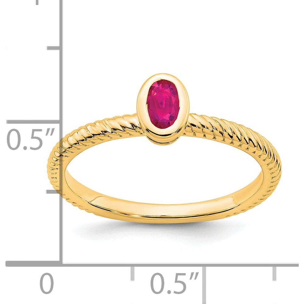 14K Yellow Gold Oval Bezel Ruby Ring - 0.3 Carat Natural Ruby by 0