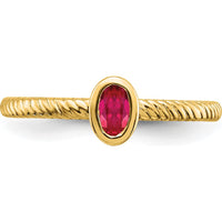 14K Yellow Gold Oval Bezel Ruby Ring - 0.3 Carat Natural Ruby by 0