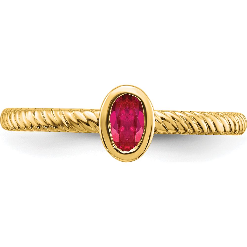 14K Yellow Gold Oval Bezel Ruby Ring - 0.3 Carat Natural Ruby by 0