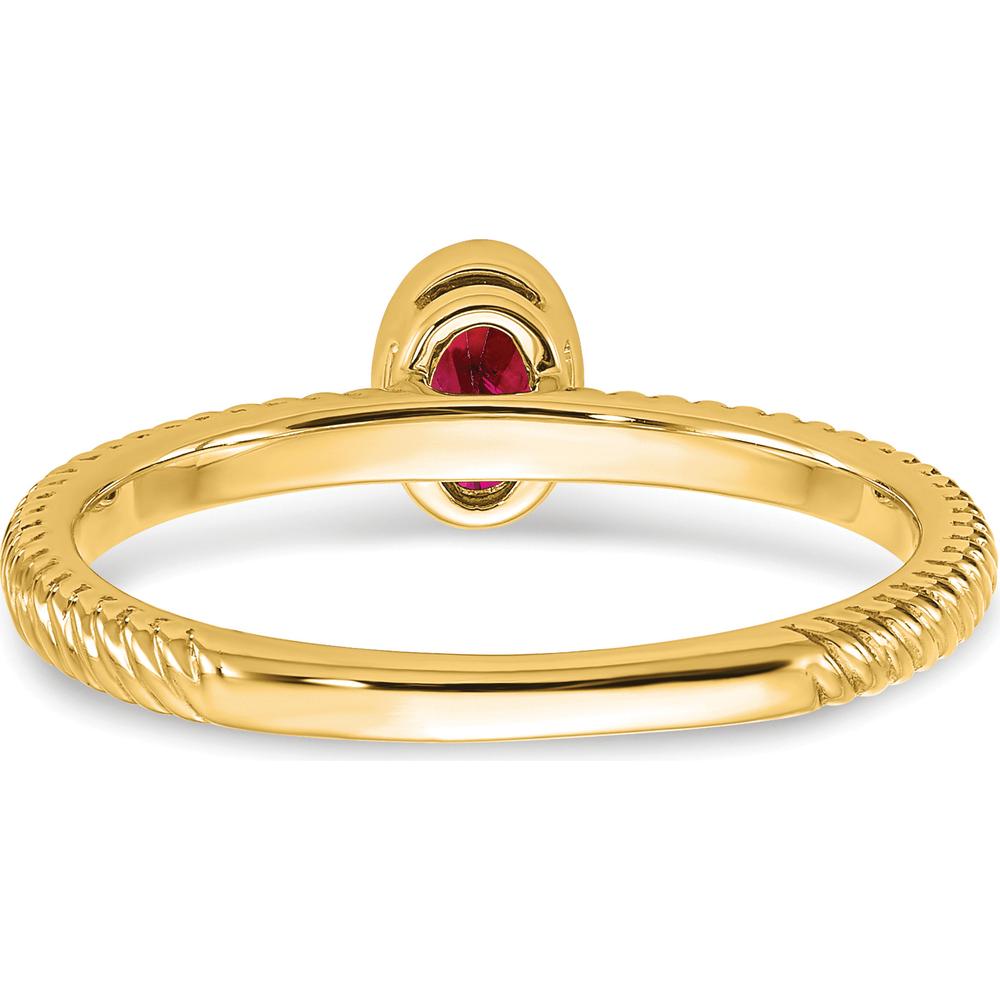 14K Yellow Gold Oval Bezel Ruby Ring - 0.3 Carat Natural Ruby by 0
