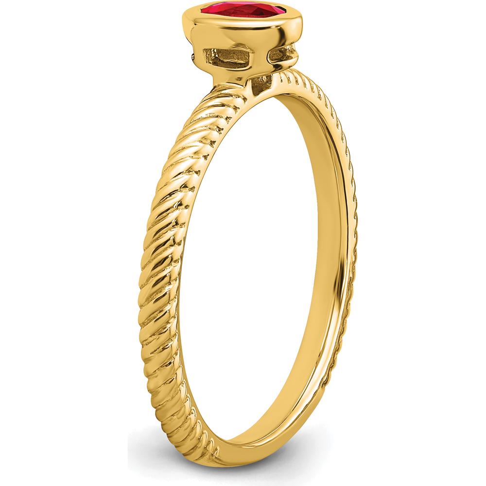 14K Yellow Gold Oval Bezel Ruby Ring - 0.3 Carat Natural Ruby by 0
