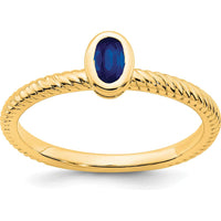 14K Yellow Gold Oval Bezel Sapphire Ring - 0.25 Carat Sapphire by 0