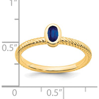 14K Yellow Gold Oval Bezel Sapphire Ring - 0.25 Carat Sapphire by 0