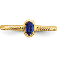 14K Yellow Gold Oval Bezel Sapphire Ring - 0.25 Carat Sapphire by 0