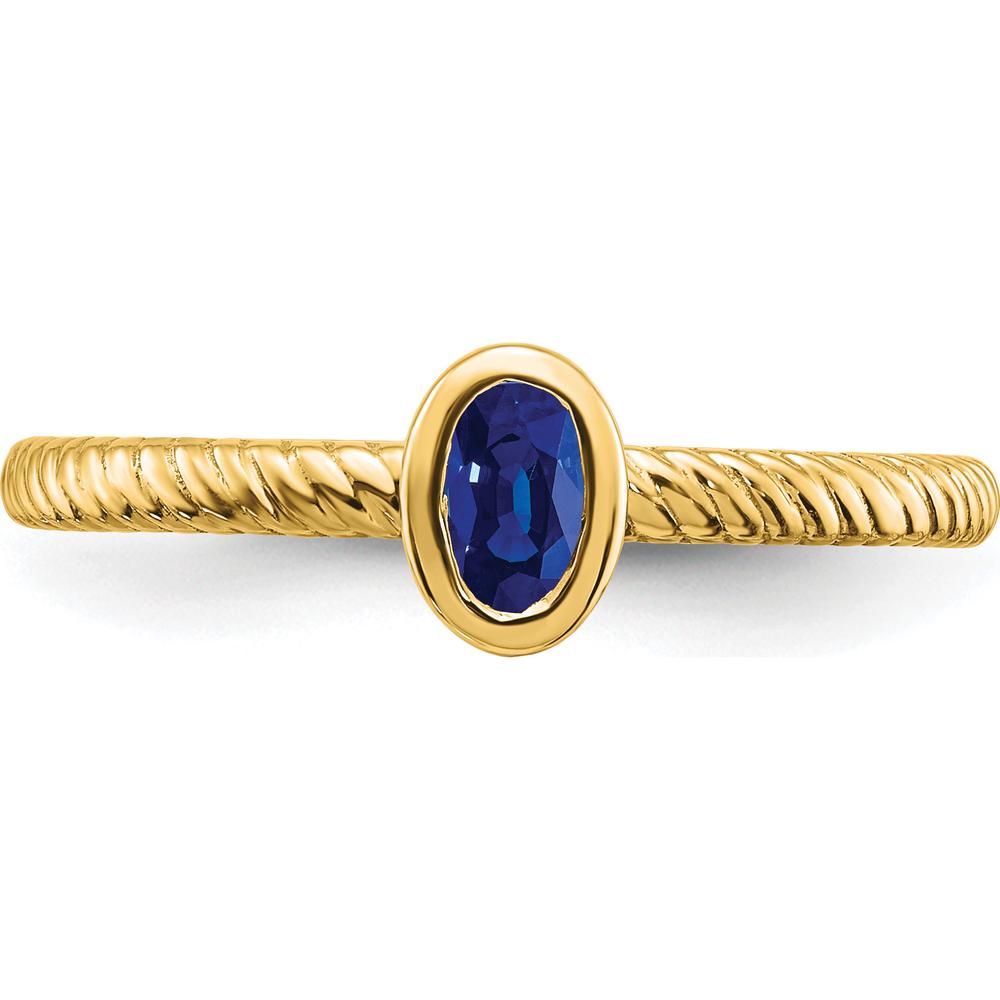 14K Yellow Gold Oval Bezel Sapphire Ring - 0.25 Carat Sapphire by 0