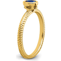 14K Yellow Gold Oval Bezel Sapphire Ring - 0.25 Carat Sapphire by 0