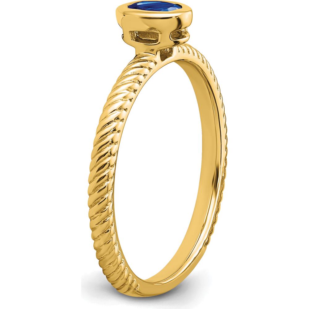 14K Yellow Gold Oval Bezel Sapphire Ring - 0.25 Carat Sapphire by 0