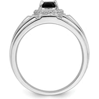 14K Yellow Gold Oval Black Onyx and Diamond Halo Men's Ring - 0.69 Carat Onyx and 0.12 Carat Total Diamond Weight by 0