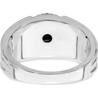 14K Yellow Gold Oval Black Onyx and Diamond Halo Men's Ring - 0.69 Carat Onyx and 0.12 Carat Total Diamond Weight by 0