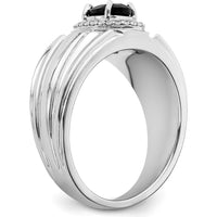 14K Yellow Gold Oval Black Onyx and Diamond Halo Men's Ring - 0.69 Carat Onyx and 0.12 Carat Total Diamond Weight by 0