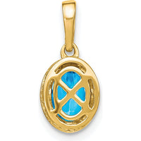 14K Yellow Gold Oval Blue Topaz and Round Diamond Pendant - 0.905 Carat Blue Topaz, 0.0485 Carat Diamond Weight by Lumare Gioia