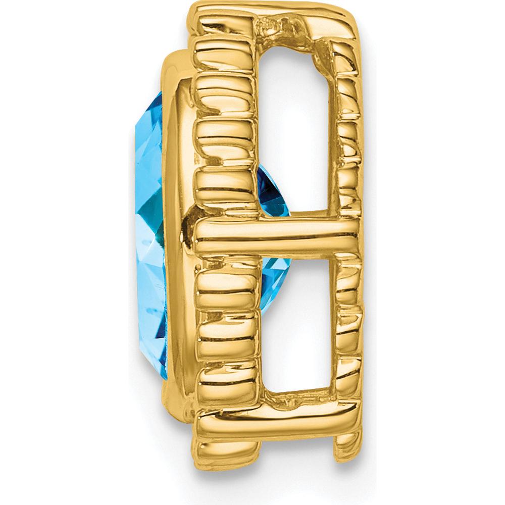 14K Yellow Gold Oval Blue Topaz Beaded Edge Pendant - 1 Carat Total Weight by Lumare Gioia
