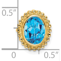 14K Yellow Gold Oval Blue Topaz Beaded Edge Pendant - 1 Carat Total Weight by Lumare Gioia