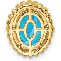 14K Yellow Gold Oval Blue Topaz Beaded Edge Pendant - 1 Carat Total Weight by Lumare Gioia