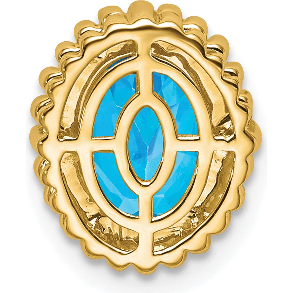 14K Yellow Gold Oval Blue Topaz Beaded Edge Pendant - 1 Carat Total Weight by Lumare Gioia