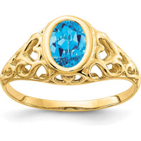 14K Yellow Gold Oval Blue Topaz Ring - 1.00 Carat Swiss Blue Topaz by Monteluci Fine Jewelry
