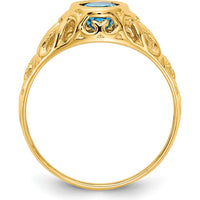14K Yellow Gold Oval Blue Topaz Ring - 1.00 Carat Swiss Blue Topaz by Monteluci Fine Jewelry