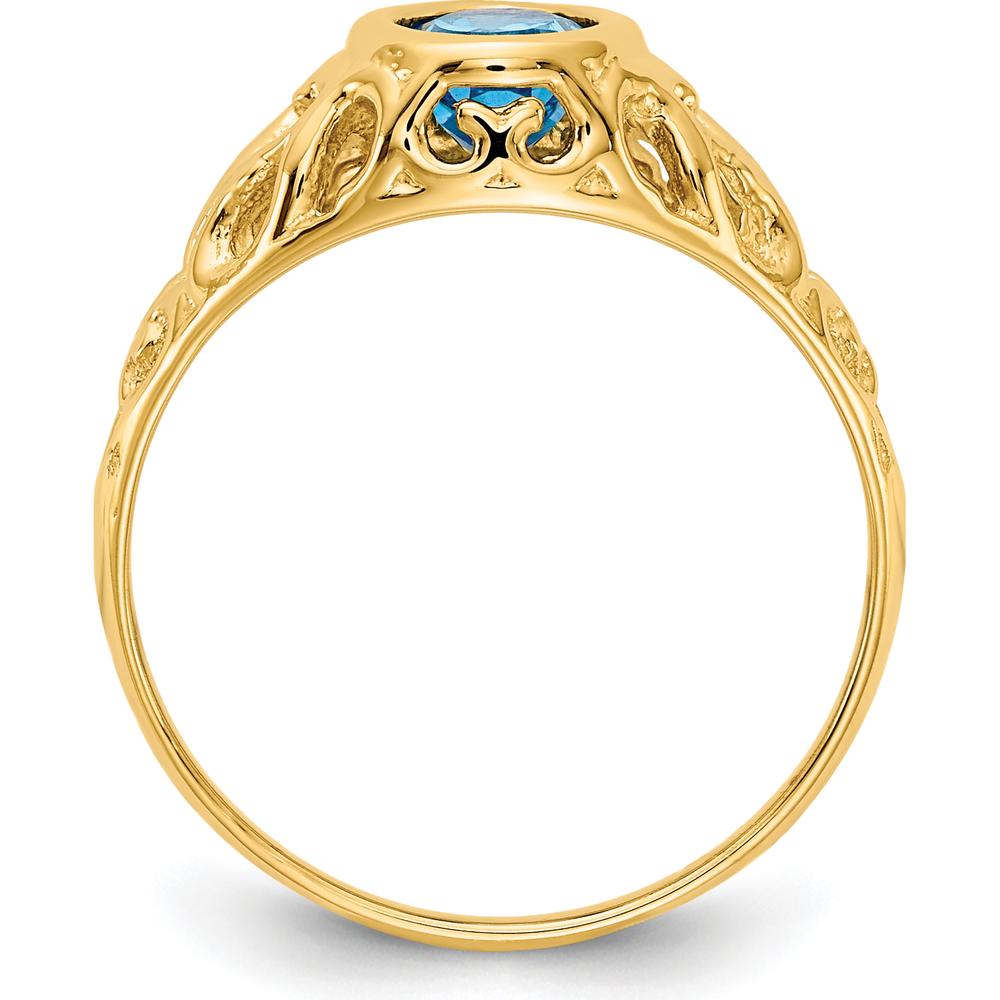 14K Yellow Gold Oval Blue Topaz Ring - 1.00 Carat Swiss Blue Topaz by Monteluci Fine Jewelry