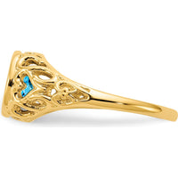 14K Yellow Gold Oval Blue Topaz Ring - 1.00 Carat Swiss Blue Topaz by Monteluci Fine Jewelry