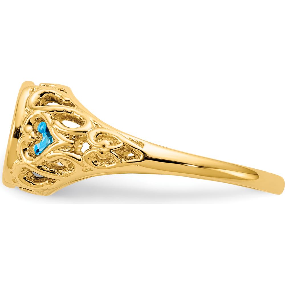 14K Yellow Gold Oval Blue Topaz Ring - 1.00 Carat Swiss Blue Topaz by Monteluci Fine Jewelry