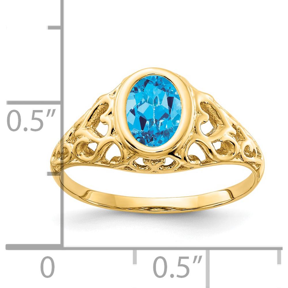14K Yellow Gold Oval Blue Topaz Ring - 1.00 Carat Swiss Blue Topaz by Monteluci Fine Jewelry