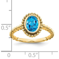 14K Yellow Gold Oval Blue Topaz Ring - 1.34 Carat Swiss Topaz by 0