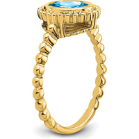 14K Yellow Gold Oval Blue Topaz Ring - 1.34 Carat Swiss Topaz by 0