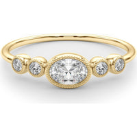 14K Yellow Gold Oval Center Lab Diamond 5 Stone Fashion Ring - 0.33 Carats Total Diamond Weight - Size 7 by Robinson's Jewelers