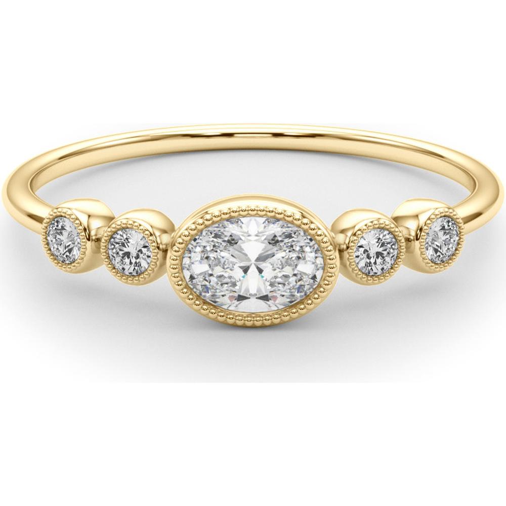 14K Yellow Gold Oval Center Lab Diamond 5 Stone Fashion Ring - 0.33 Carats Total Diamond Weight - Size 7 by Robinson's Jewelers