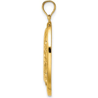14K Yellow Gold Oval Charm Pendant with White Rhodium MOM Inscription by Oro Pregiato