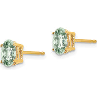 14K Yellow Gold Oval Checker-Cut Green Quartz Stud Earrings - 1.7 Carat Total Green Quartz Weight by Monteluci Fine Jewelry