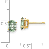 14K Yellow Gold Oval Checker-Cut Green Quartz Stud Earrings - 1.7 Carat Total Green Quartz Weight by Monteluci Fine Jewelry