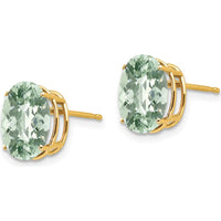 14K Yellow Gold Oval Checker-Cut Green Quartz Stud Earrings - 2.45 Carat Total Gem Weight by Monteluci Fine Jewelry