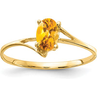 14K Yellow Gold Oval Citrine Ring - 0.40 Carat Total Gemstone Weight by Monteluci Fine Jewelry